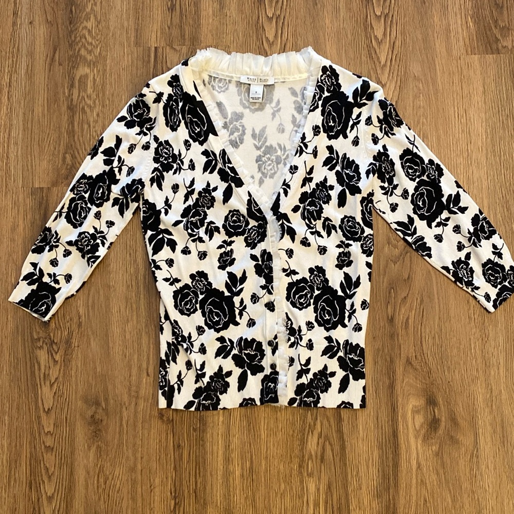 White House Black Market Floral Cardigan